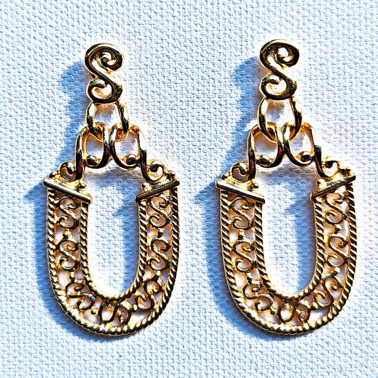 Beautiful Gold Plated Post Designer Earrings 2.2 inch Long USA Made by Sugar Gay Isber unisex-adult