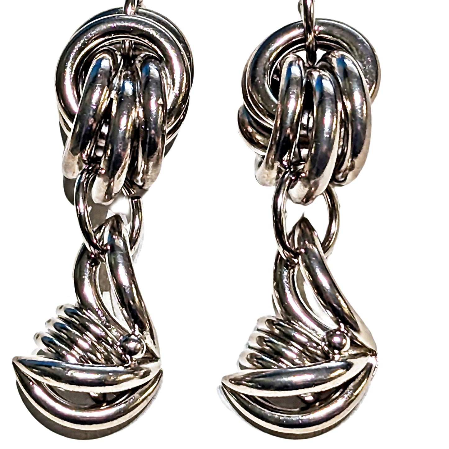 One of kind Silver Knots Vintage Earrings USA made Sugar Gay Isber Free shipping 3 inches