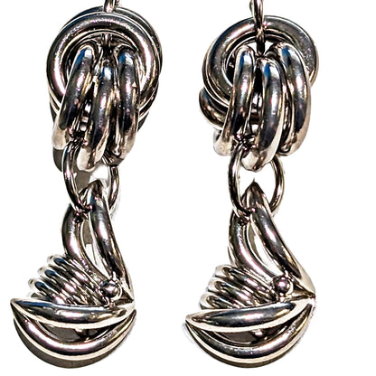 One of kind Silver Knots Vintage Earrings USA made Sugar Gay Isber Free shipping 3 inches