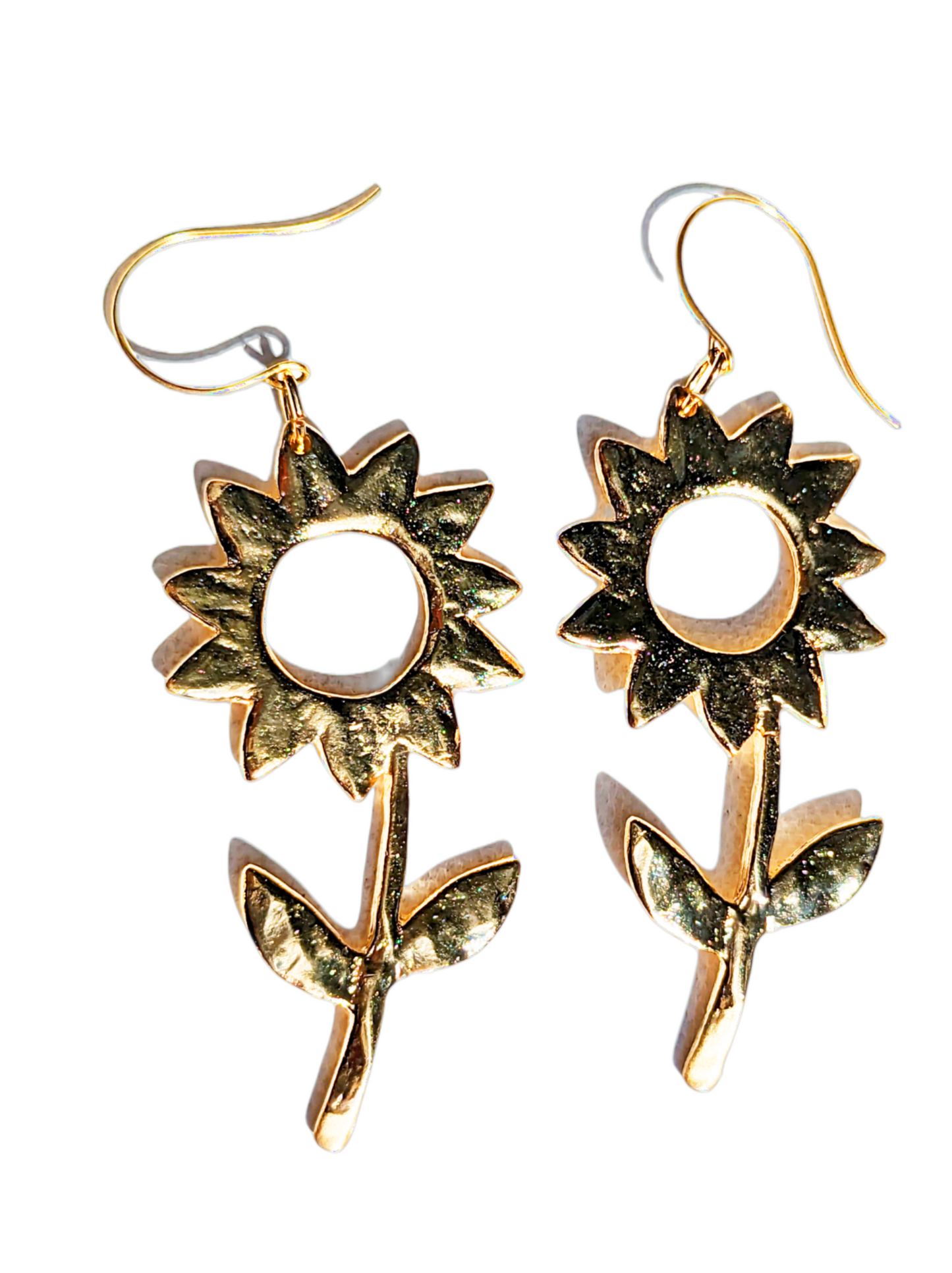 Stunning Flower Power 24k Gold Plated Earrings - Adult Unisex - Designed by Award-Winning Artist Sugar Gay Isber