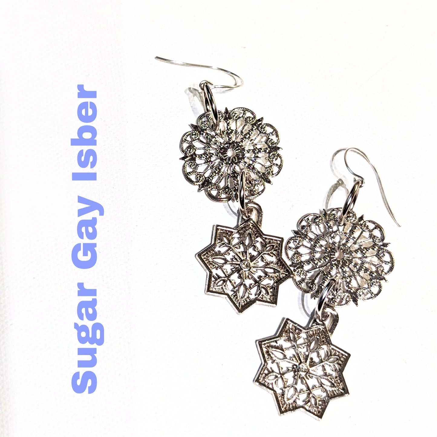 One-of-a-Kind Snowflake Filigree Earrings - Designed by Award-Winning Artist Sugar Gay Isber