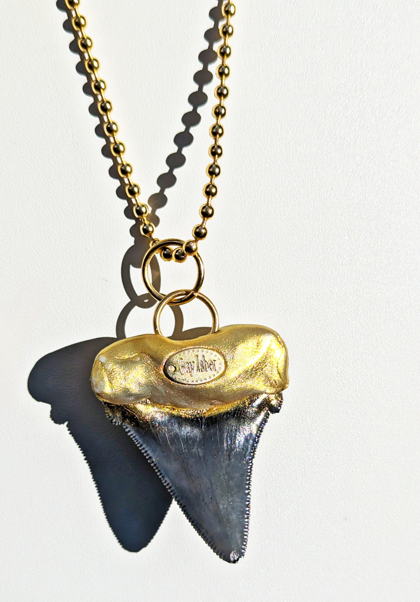 Shark Tooth Necklace found on the Titanic Pendant Gold 34" Ball Chain Unisex Beach Wedding