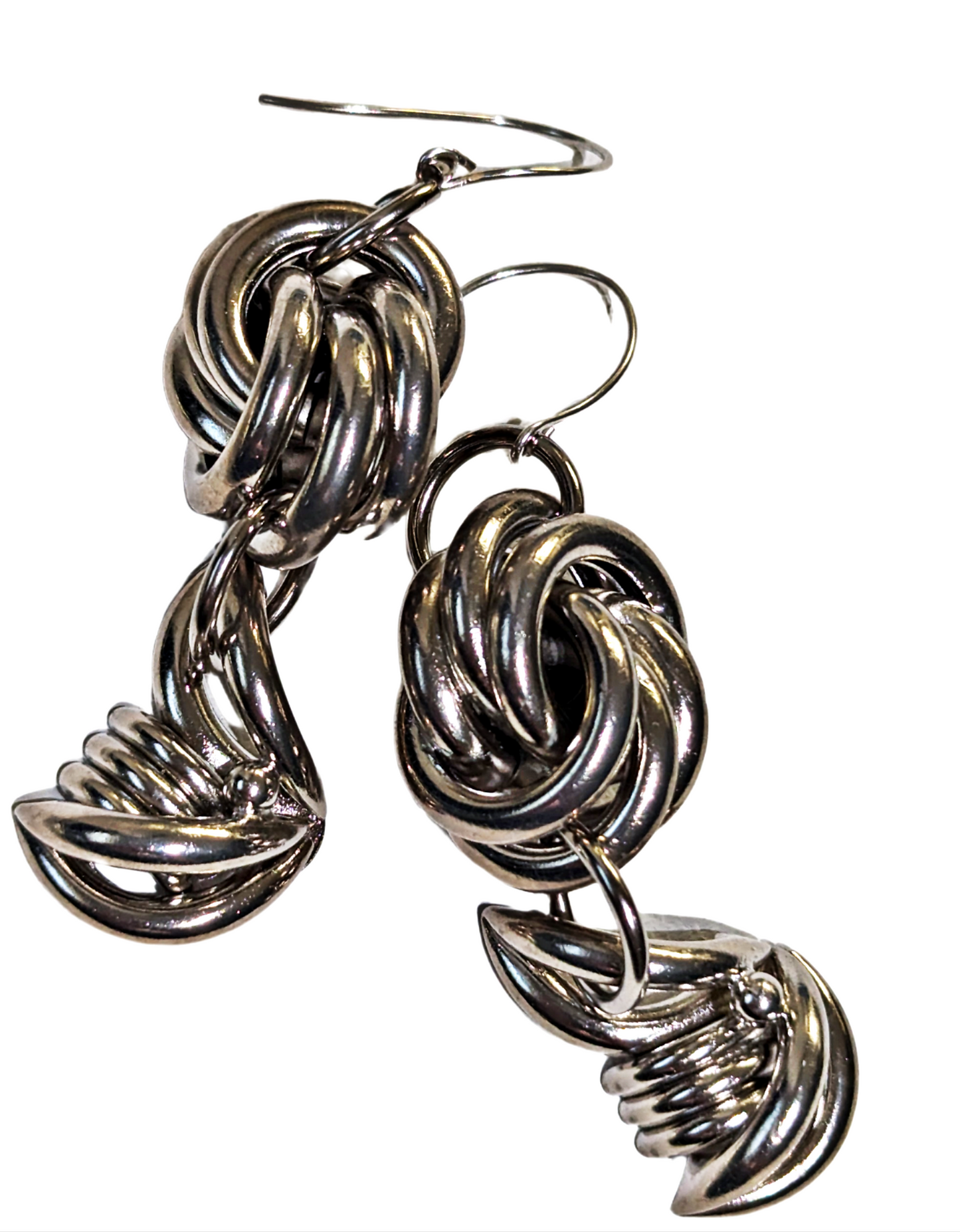 One of kind Silver Knots Vintage Earrings USA made Sugar Gay Isber Free shipping 3 inches