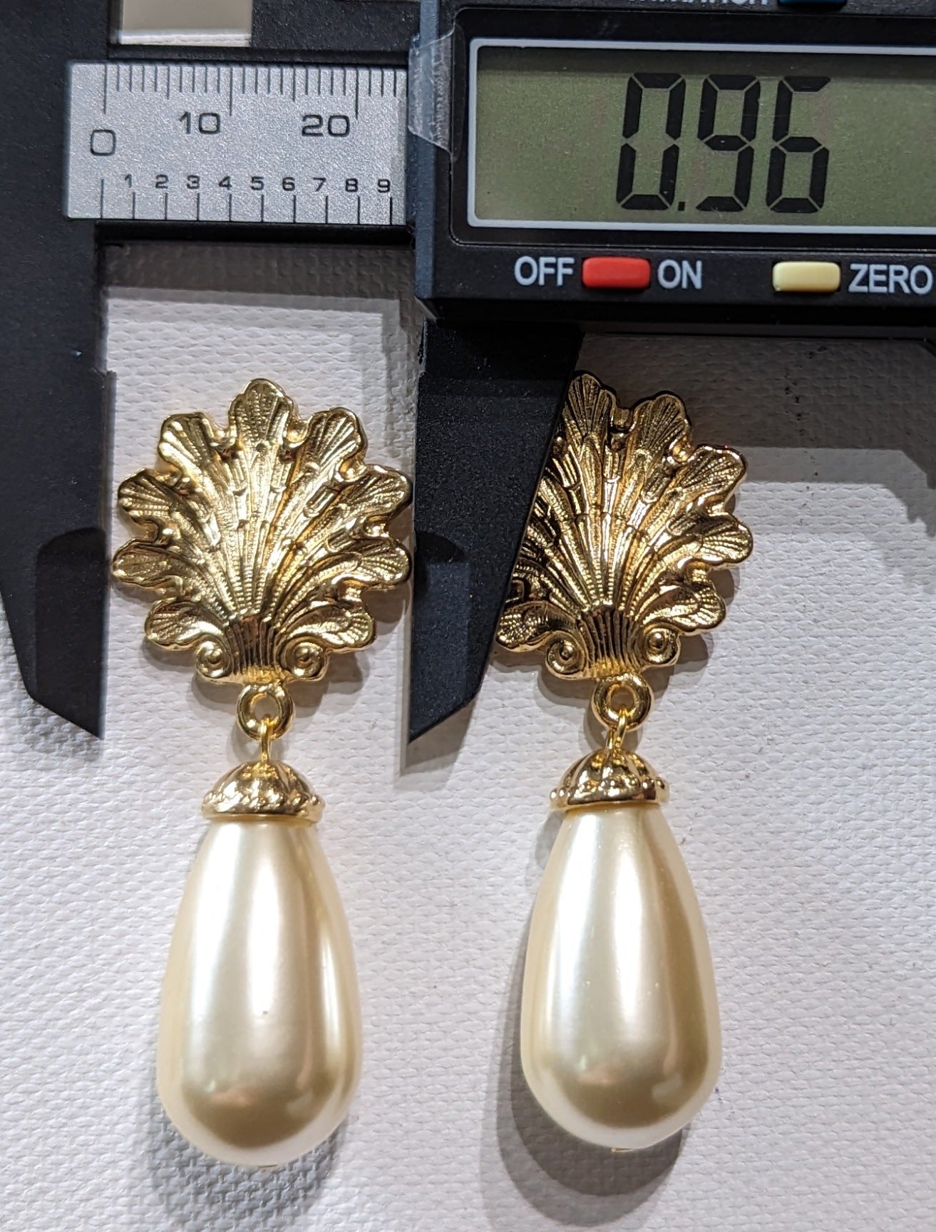 Gold Plated Shells with Vintage Japan Drop Pearls Post Earrings 2.5 inch Long USA Made by Sugar Gay Isber unisex-adult Bridal