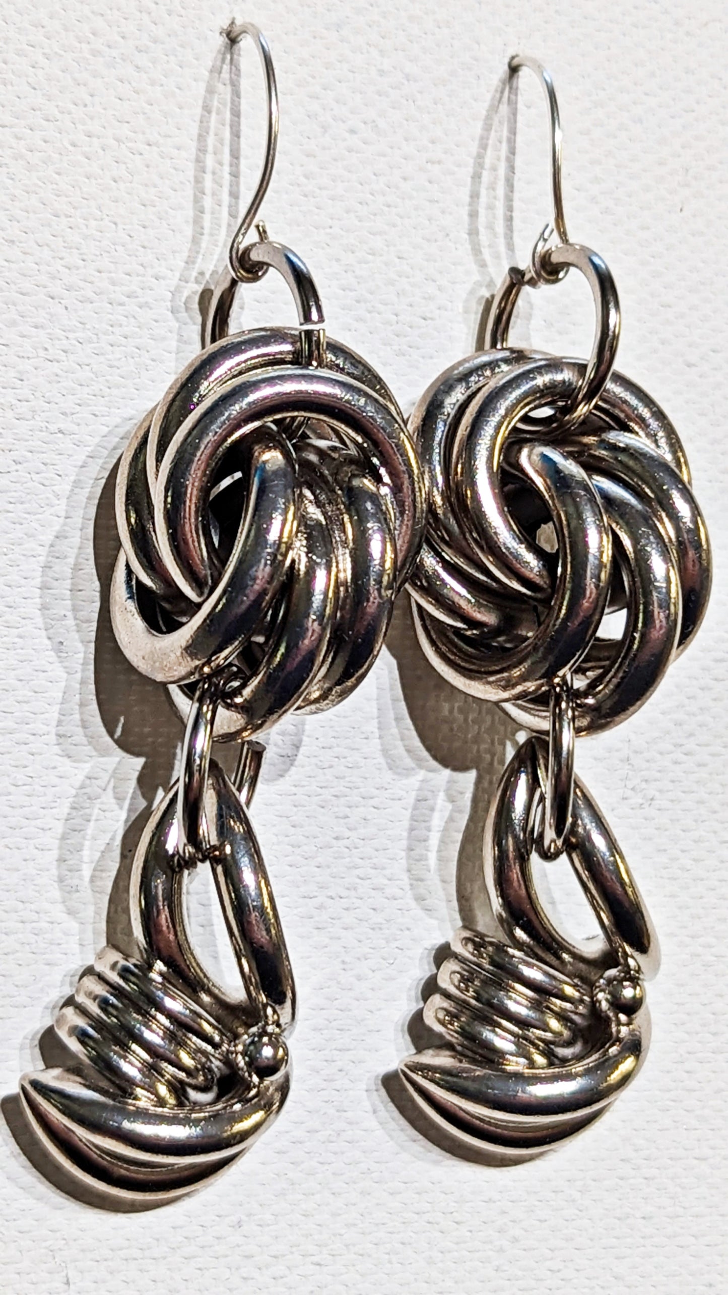 One of kind Silver Knots Vintage Earrings USA made Sugar Gay Isber Free shipping 3 inches