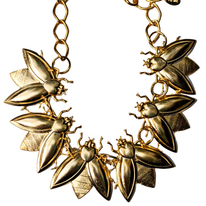 24k Gold Plated Bee Collar USA Made Brass Sugar Gay Isber WOW Necklace Adjustable size to fit