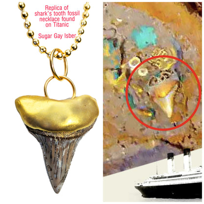 Shark Tooth Necklace found on the Titanic Pendant Gold 34" Ball Chain Unisex Beach Wedding