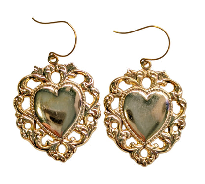 24k Gold Plated Heart Earrings 2.4 inch Long USA Made by Sugar Gay Isber Gift unisex-adult Bridal (Copy)