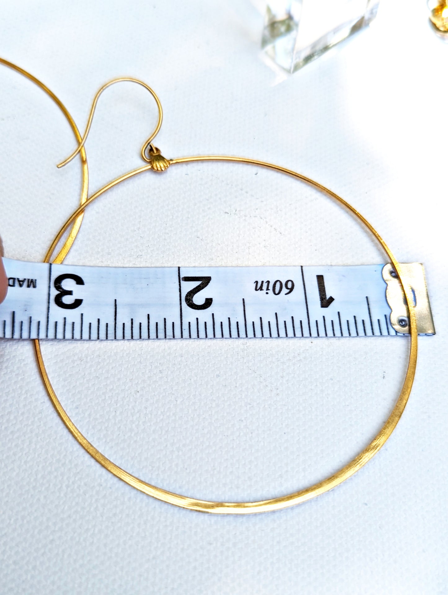 Beautiful Vintage Jumbo Gold HOOP 75mm 3-inch Delicate Earrings US Made Sugar Gay Isber