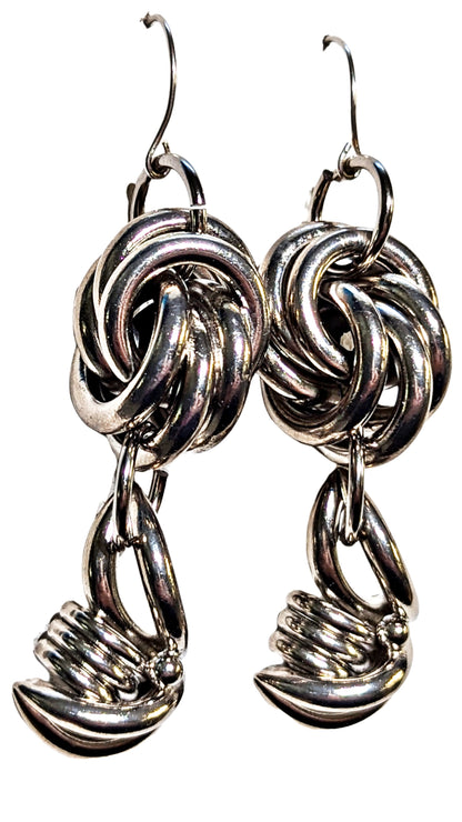 One of kind Silver Knots Vintage Earrings USA made Sugar Gay Isber Free shipping 3 inches