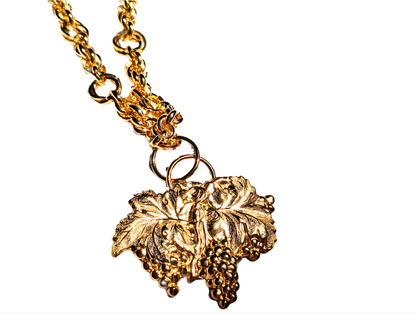 Stunning 24K Gold-Plated Grape Medallion Necklace - Art for Your Neck - Designed by Award-Winning Artist Sugar Gay Isber