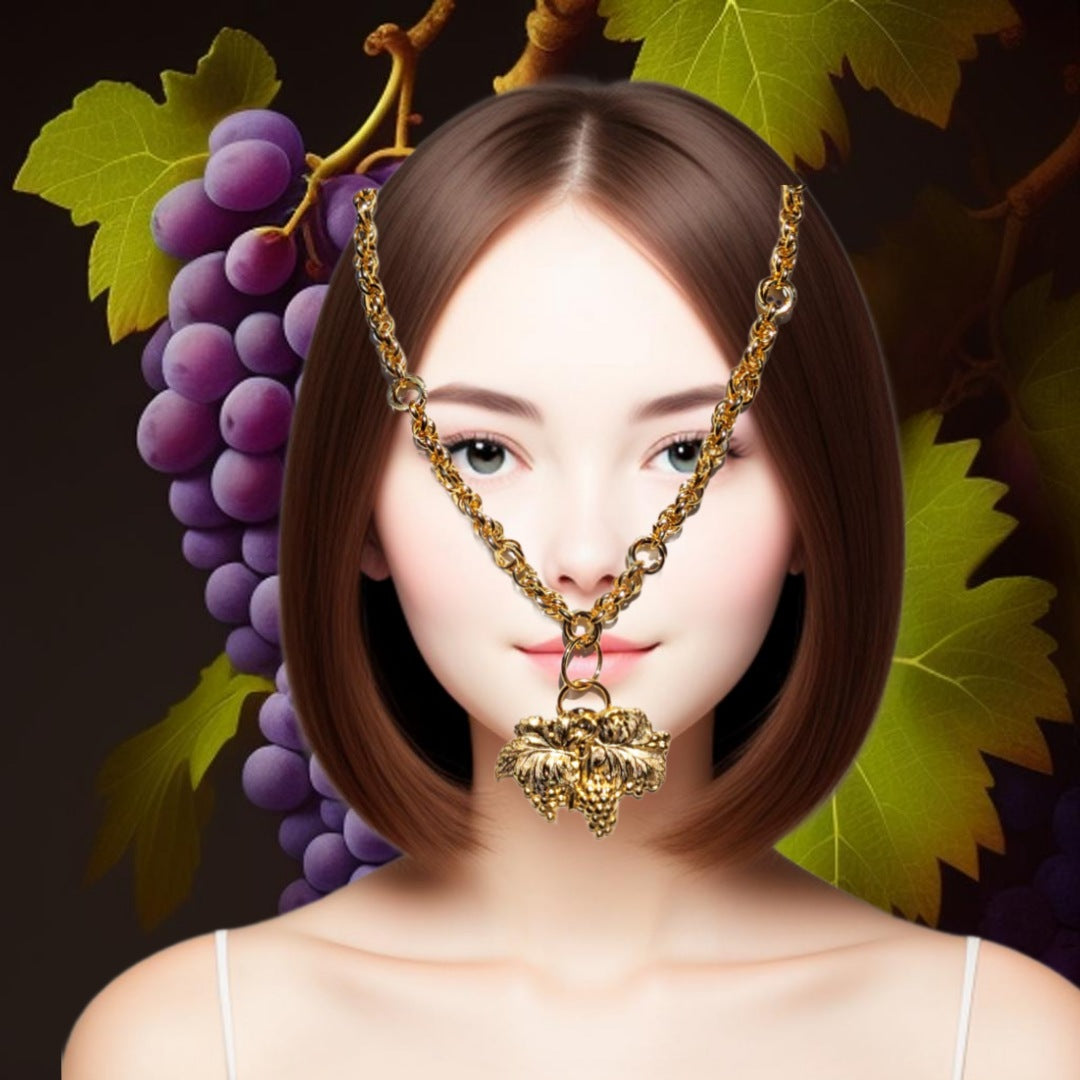 Stunning 24K Gold-Plated Grape Medallion Necklace - Art for Your Neck - Designed by Award-Winning Artist Sugar Gay Isber