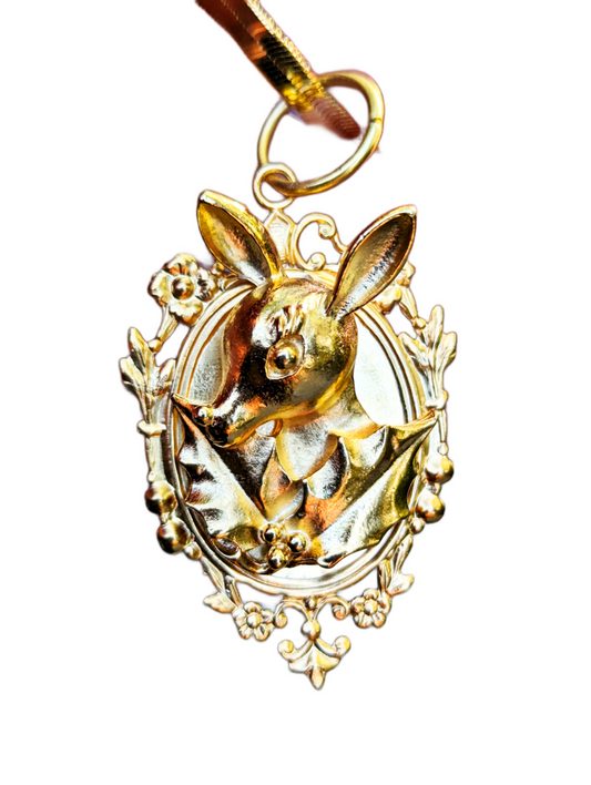 Rudolph the Reindeer Pendant 24K Gold Plated 100% Made in USA Sugar Gay Isber Holiday Unisex