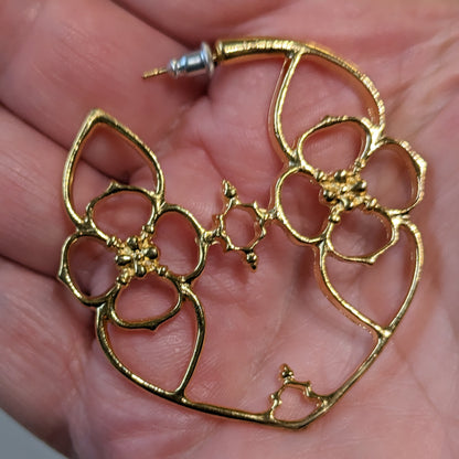 Intricate Gold Plate Designer HOOPS 2-inch Beautiful Earrings US Made Sugar Gay Isber