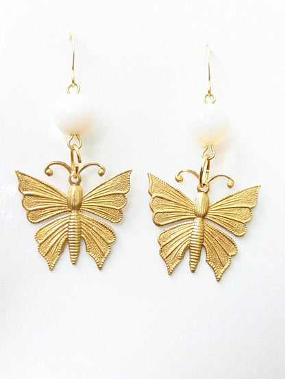 Butterflies with Vintage Opalite Earrings USA Made Sugar Gay Isber Free Gift Bag Butterfly