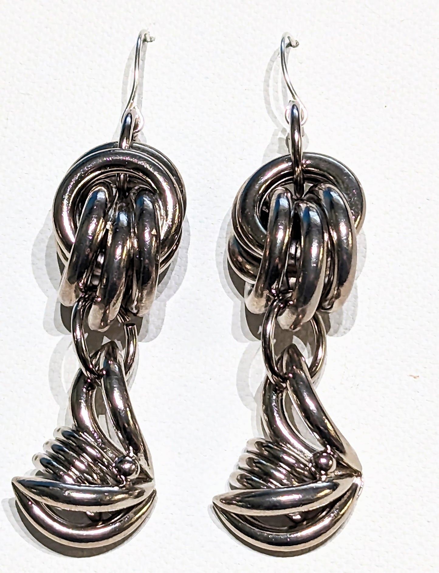 One of kind Silver Knots Vintage Earrings USA made Sugar Gay Isber Free shipping 3 inches