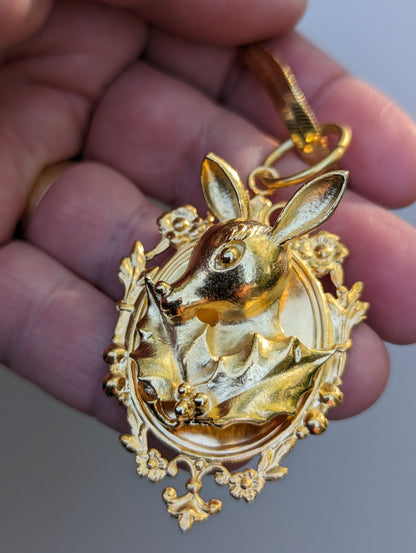 Rudolph the Reindeer Pendant 24K Gold Plated 100% Made in USA Sugar Gay Isber Holiday Unisex