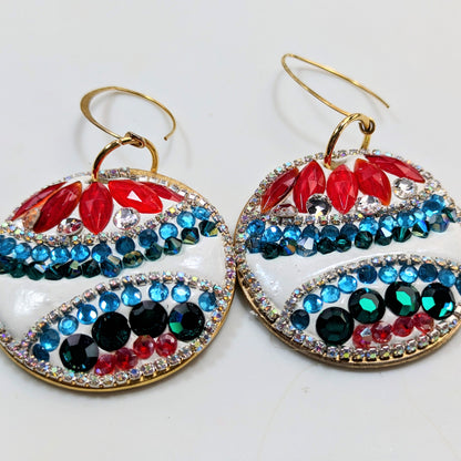 Handmade Classic Ornament White Sparkle Earrings US Made Sugar Gay Isber