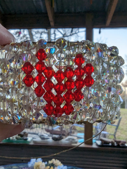 Swarovski crystal bracelet cuff with a red crystal heart one size fits most Sugar Gay isber