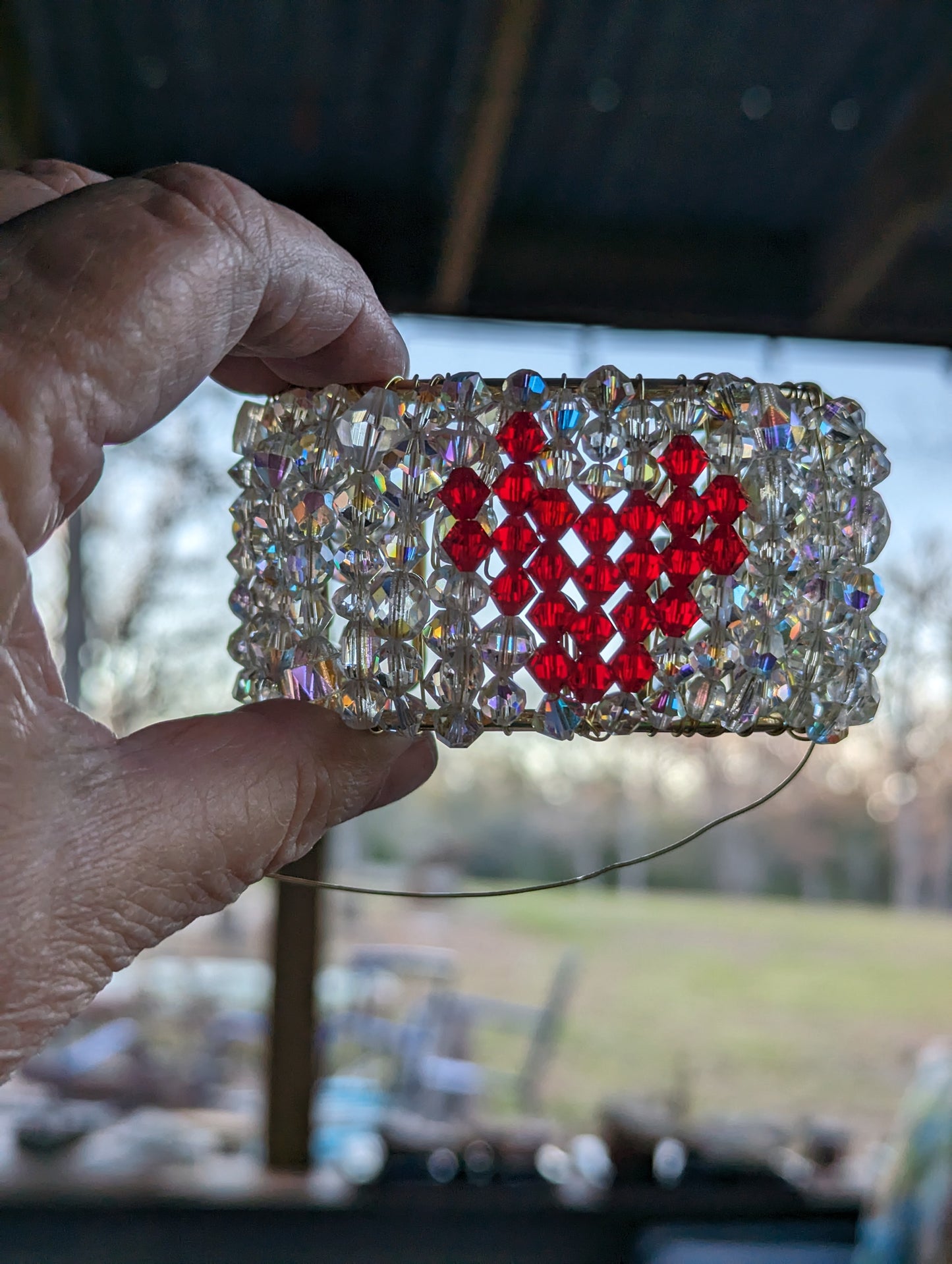 Swarovski crystal bracelet cuff with a red crystal heart one size fits most Sugar Gay isber