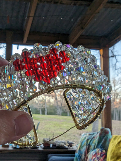 Swarovski crystal bracelet cuff with a red crystal heart one size fits most Sugar Gay isber