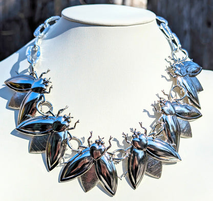 Stunning Bee Necklace - Imitation Rhodium Plated Brass - Adult Unisex - Designed by Award-Winning Artist Sugar Gay Isber