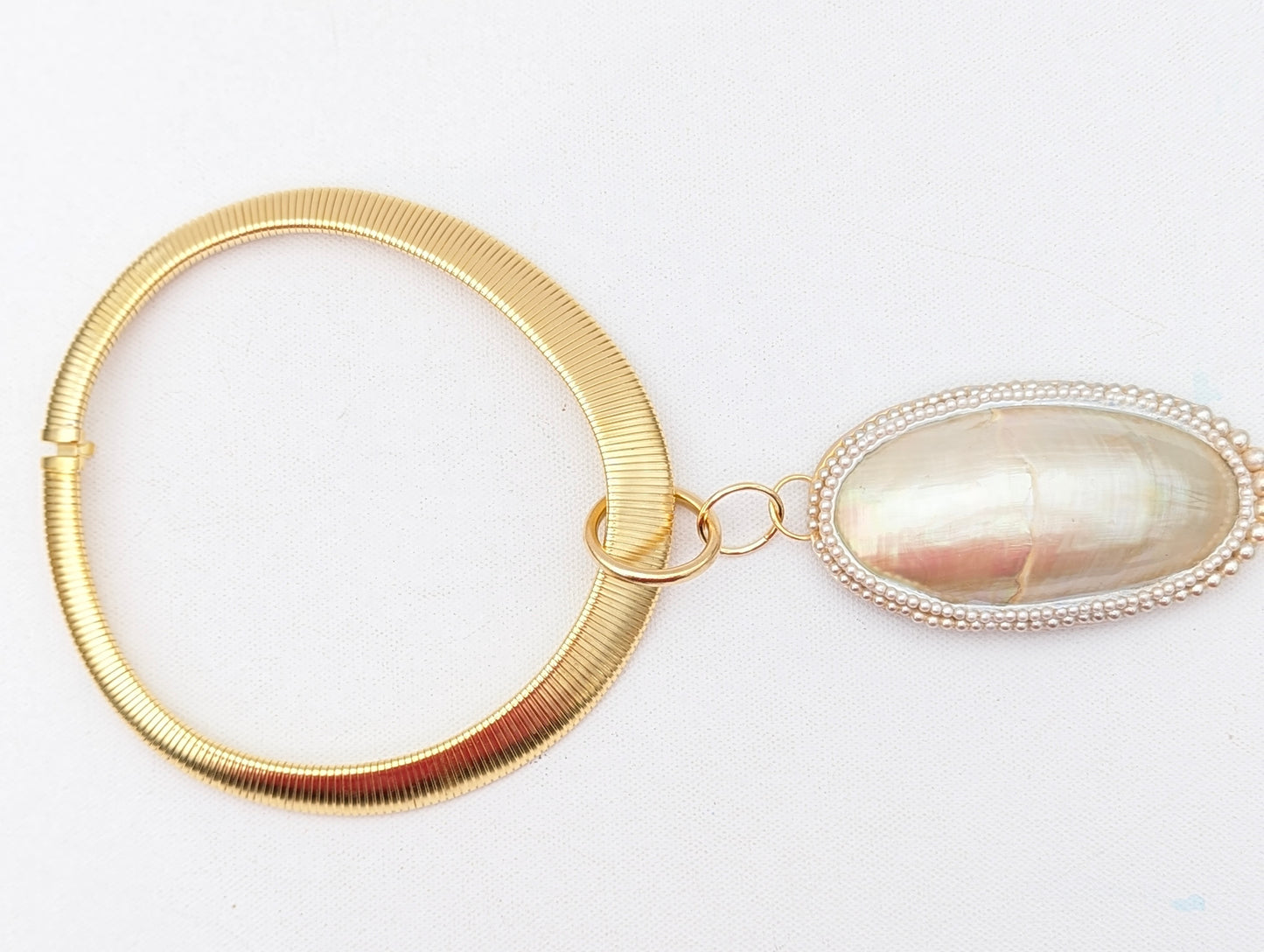 24k Gold Plated Vintage Collar + Nautilus shell with vintage Japan baby pearls Necklace Sugar Gay Isber