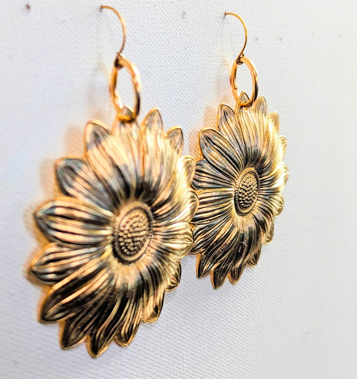 24K Gold-Plated Jumbo Flower Earrings 3 inches USA Made by Sugar Gay Isber unisex-adult