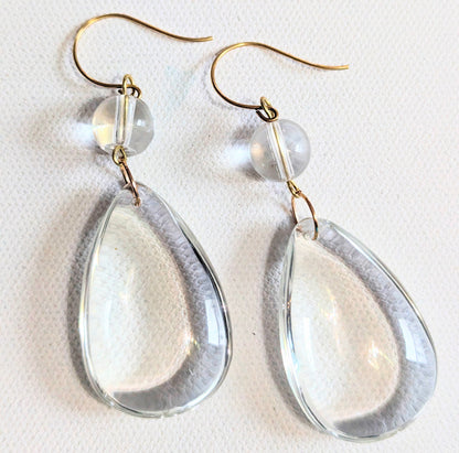 Clear Vintage Quartz Drop Earring Adult Unisex Earrings USA-made Sugar Gay Isber gift bag