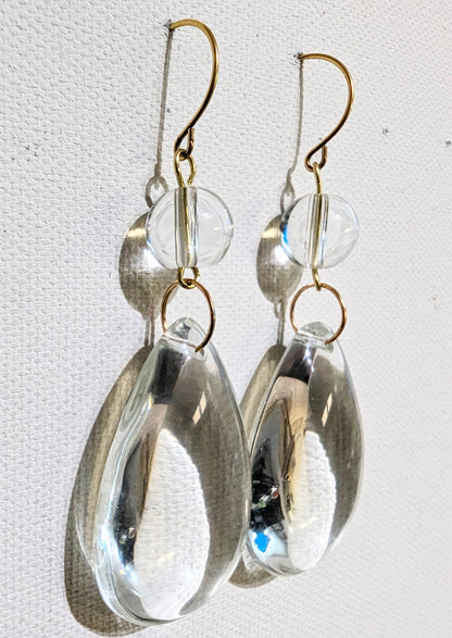 Clear Vintage Quartz Drop Earring Adult Unisex Earrings USA-made Sugar Gay Isber gift bag