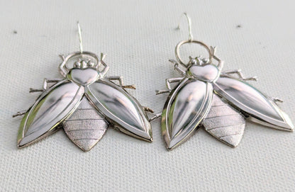 Big Bee Earrings USA 100% Gay Isber gift bag 24k Gold plate or Silver - Imitation Rhodium Unisex