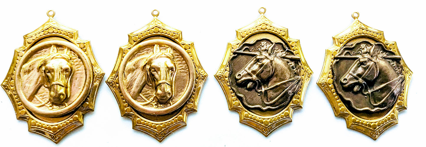 Highly Detailed Brass Horse Earrings  2.7 inch Long USA Made by Designer Sugar Gay Isber unisex-adult