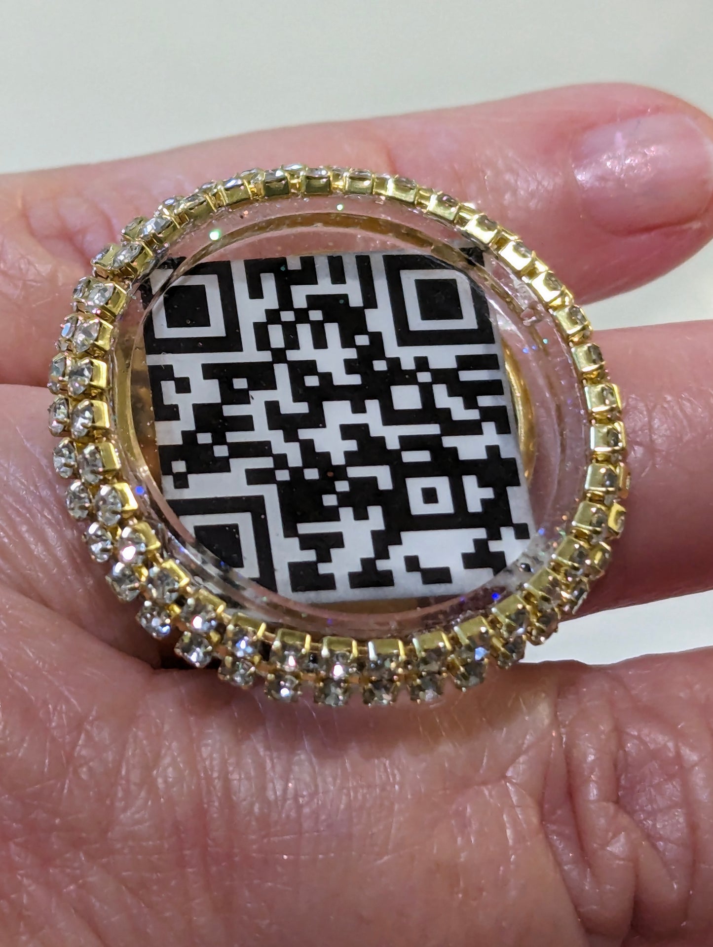 Your QR Code is made into a Ring with adjustable sizing Gold-Plated US Made Sugar Gay Isber