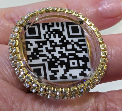 Your QR Code is made into a Ring with adjustable sizing Gold-Plated US Made Sugar Gay Isber