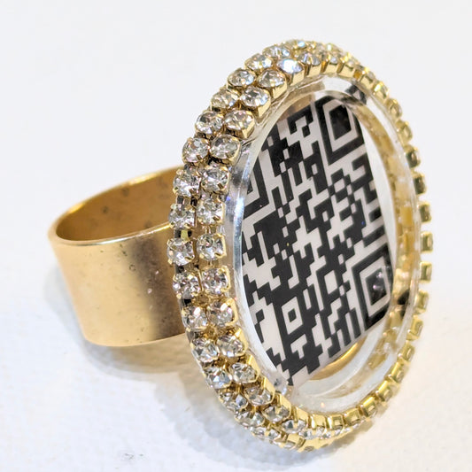 Your QR Code is made into a Ring with adjustable sizing Gold-Plated US Made Sugar Gay Isber