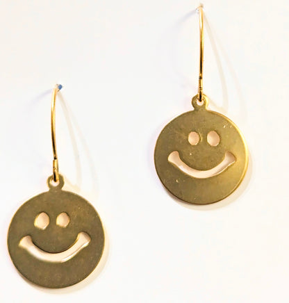 24k Gold Smile Earrings Plated 1.5 inch Long USA Made by Sugar Gay Isber unisex-adult Be Happy