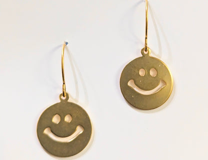 24k Gold Smile Earrings Plated 1.5 inch Long USA Made by Sugar Gay Isber unisex-adult Be Happy