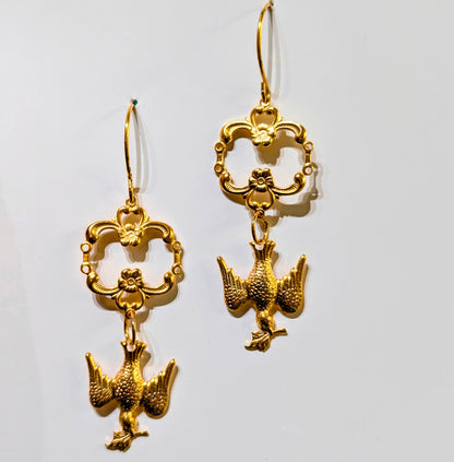 Stunning 24K Gold-Plated Dove Earrings - Designed by Award-Winning Artist Sugar Gay Isber