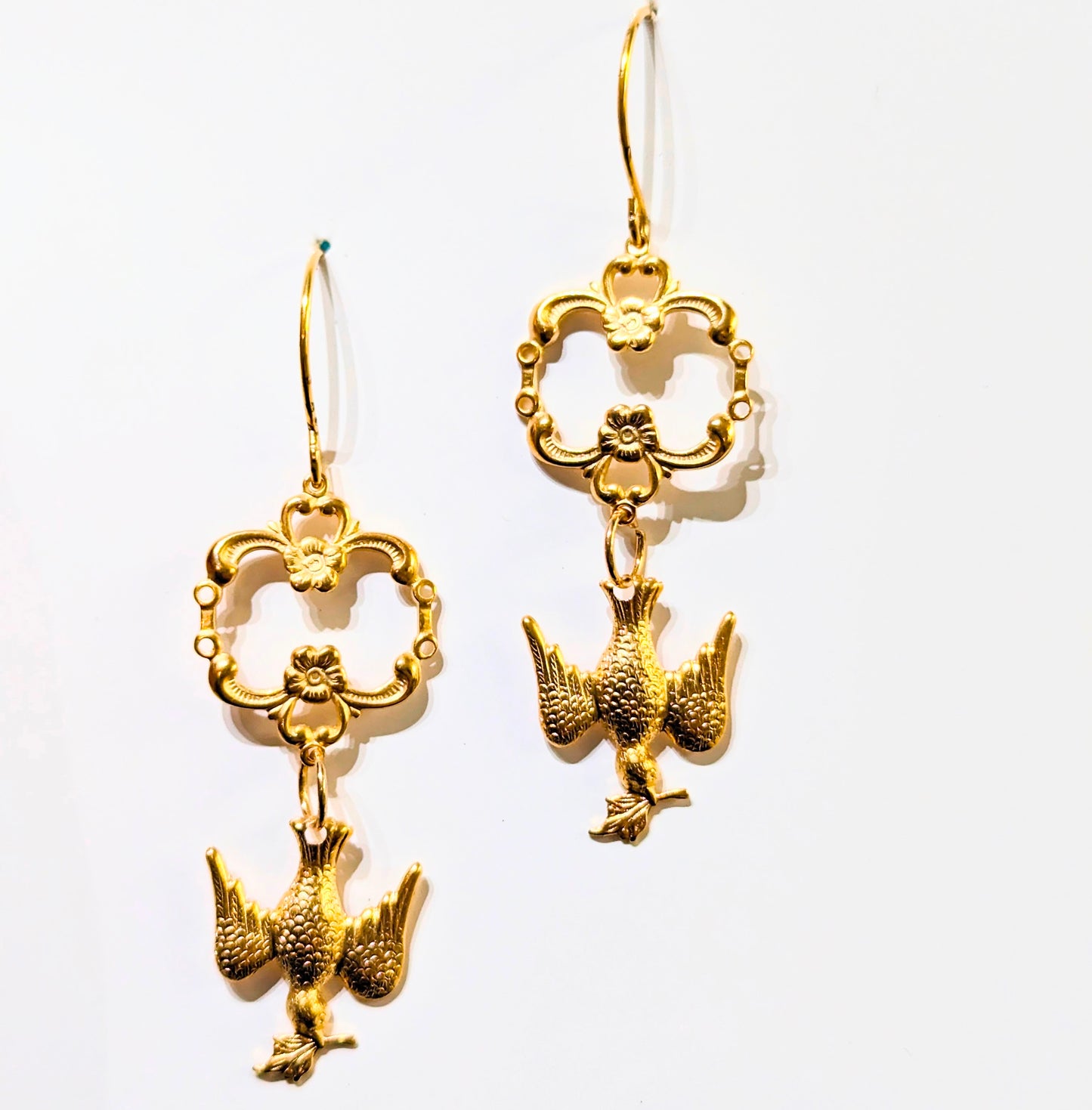 Stunning 24K Gold-Plated Dove Earrings - Designed by Award-Winning Artist Sugar Gay Isber