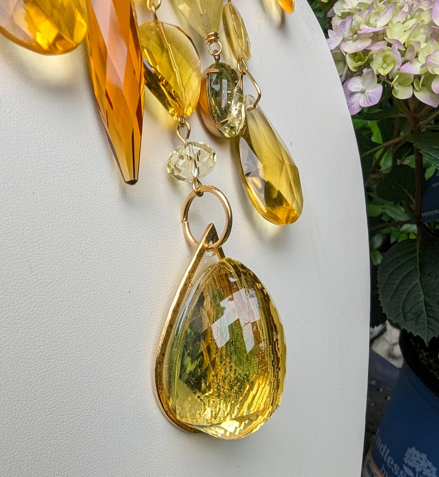 Yellow 200-carat Hand-cut Fancy Citrine Necklace Vintage Swarovskis Artisan USA Sugar Gay Isber