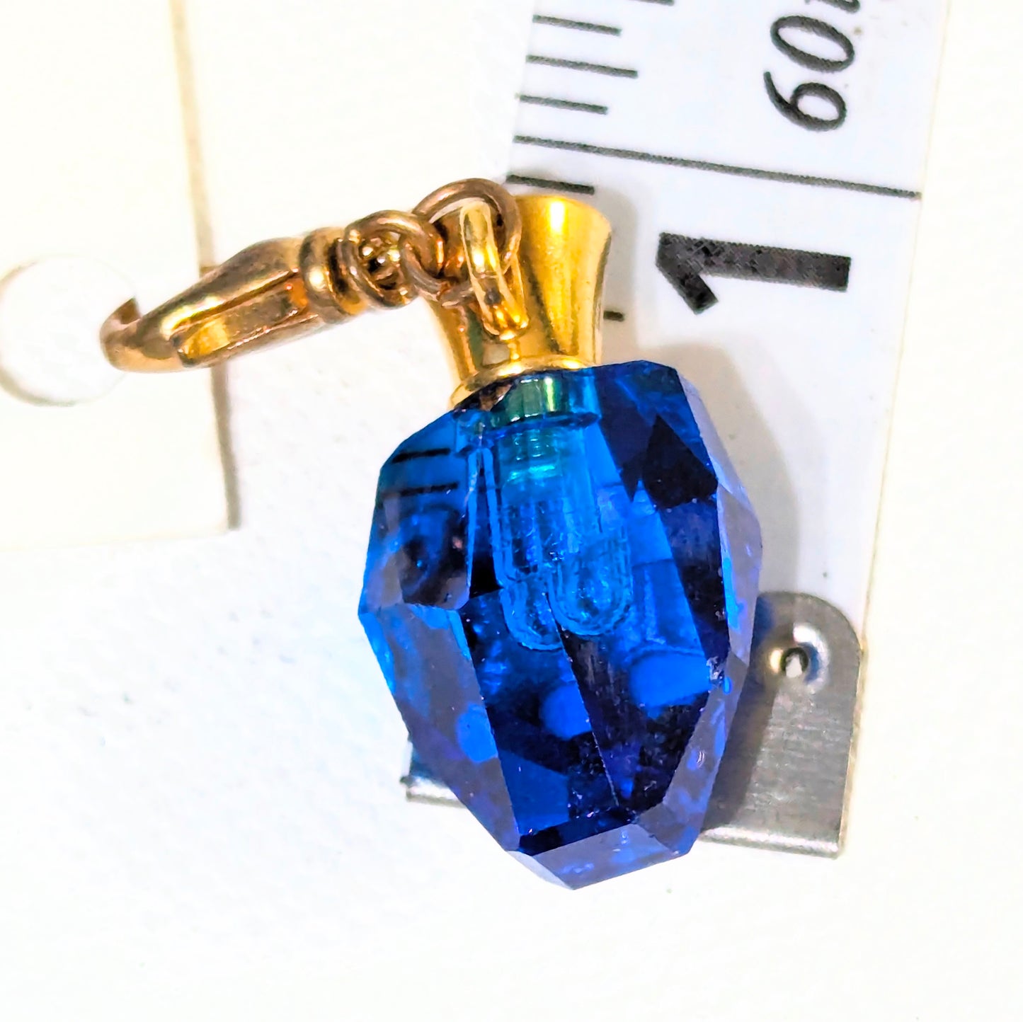 One-inch Tiny Crystal Bottle Charm with Stopper and Lobster Claw Capri blue Sugar Gay Isber Baby's first tears