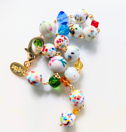 Hand linked Rainbow Colorful Dot Porcelain Bead Bracelet with crystals - Classic and Timeless Design by Award-Winning Artist Sugar Gay Isber (Copy)