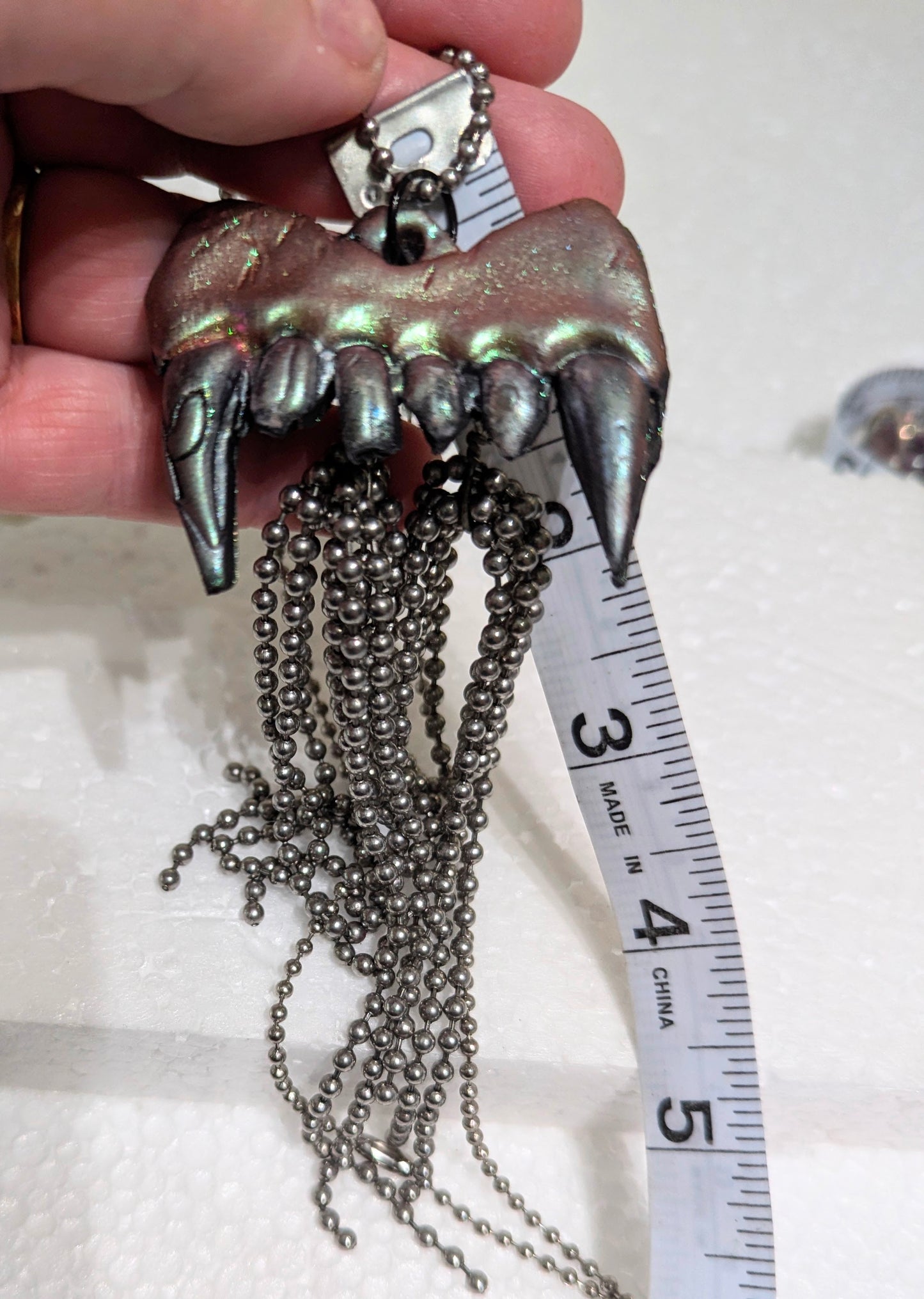 Fang Necklace Handmade Halloween Jewelry by Sugar Gay Isber – One-of-a-Kind, Ready to Ship! 24-inch ball chain Unisex