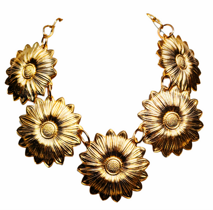 24k Gold-Plated Bold Jumbo Flower Collar USA Made Gold Plated Brass Sugar Gay Isber WOW Necklace Adjustable