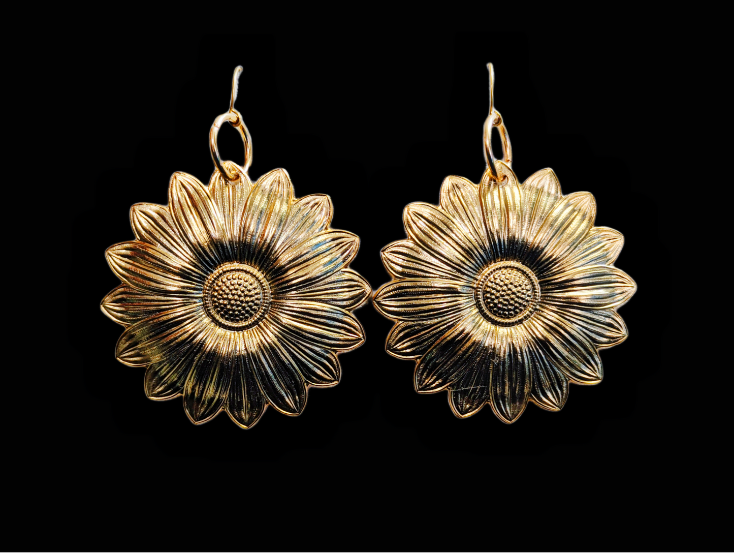 24K Gold-Plated Jumbo Flower Earrings 3 inches USA Made by Sugar Gay Isber unisex-adult