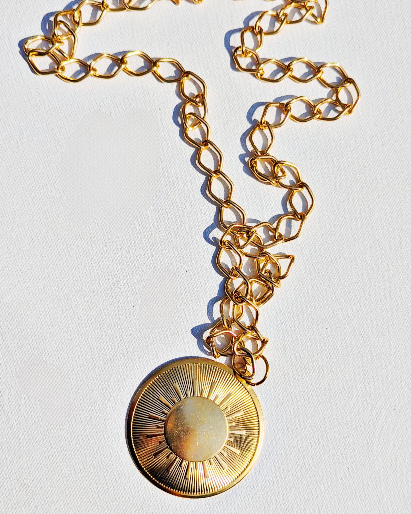 Eclipse Sun Necklace Gold Plated 36 inch Long USA Made by Sugar Gay Isber unisex-adult Sunday Morning Sun