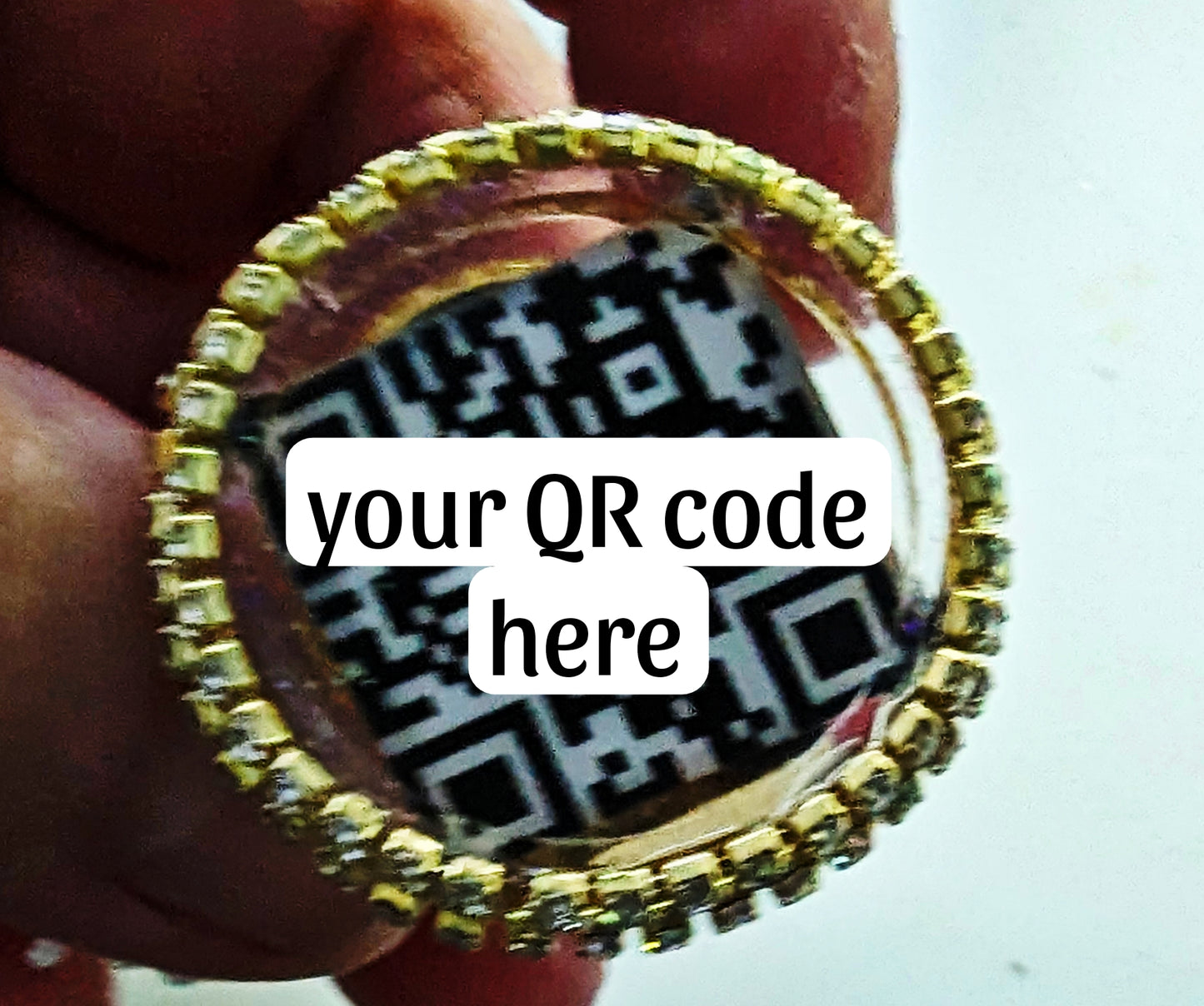 Your QR Code is made into a Ring with adjustable sizing Gold-Plated US Made Sugar Gay Isber