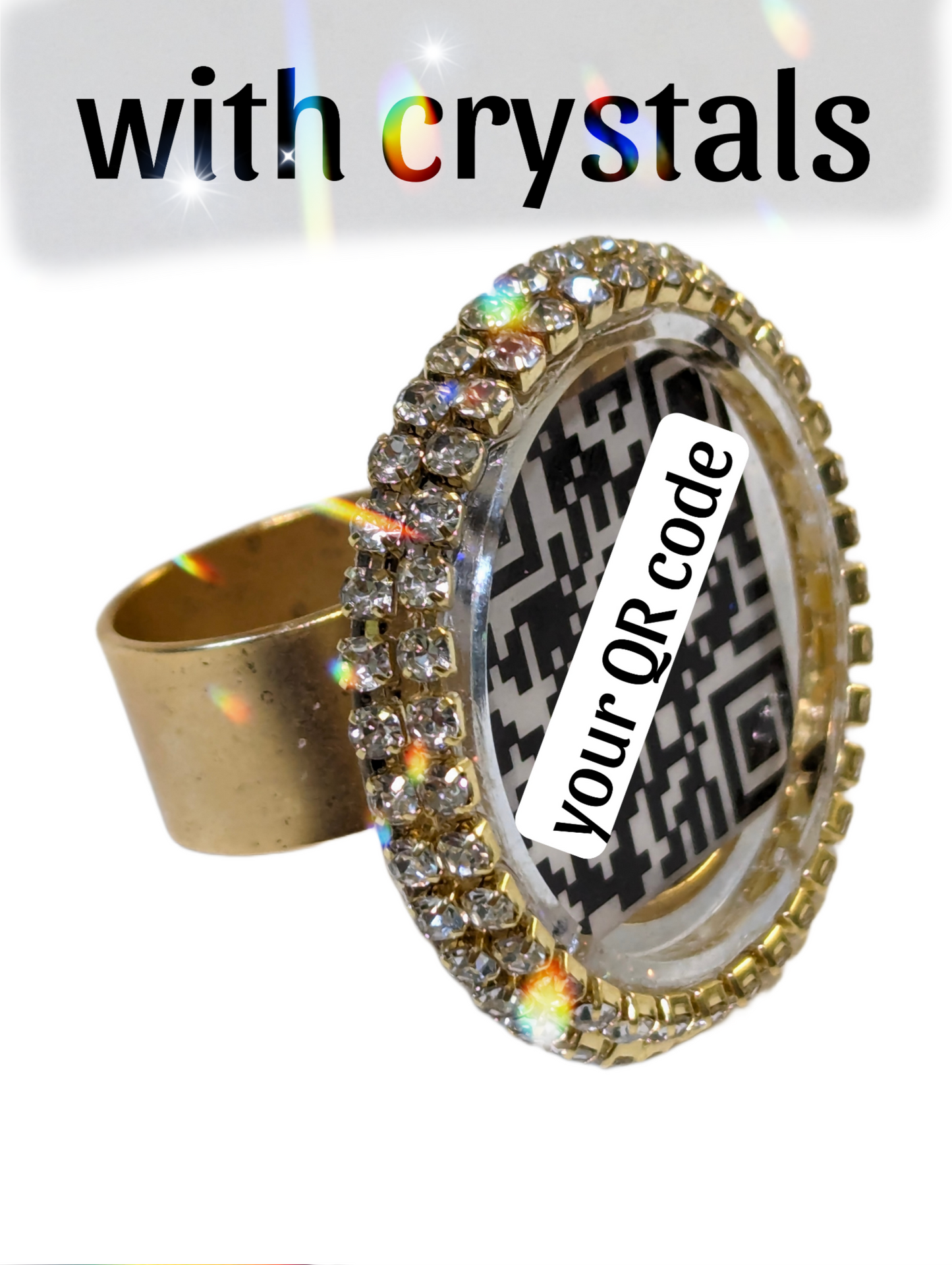 Your QR Code is made into a Ring with adjustable sizing Gold-Plated US Made Sugar Gay Isber