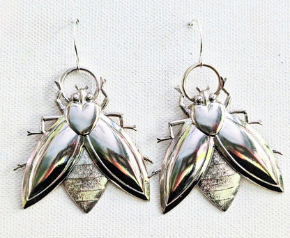 Big Bee Earrings USA 100% Gay Isber gift bag 24k Gold plate or Silver - Imitation Rhodium Unisex