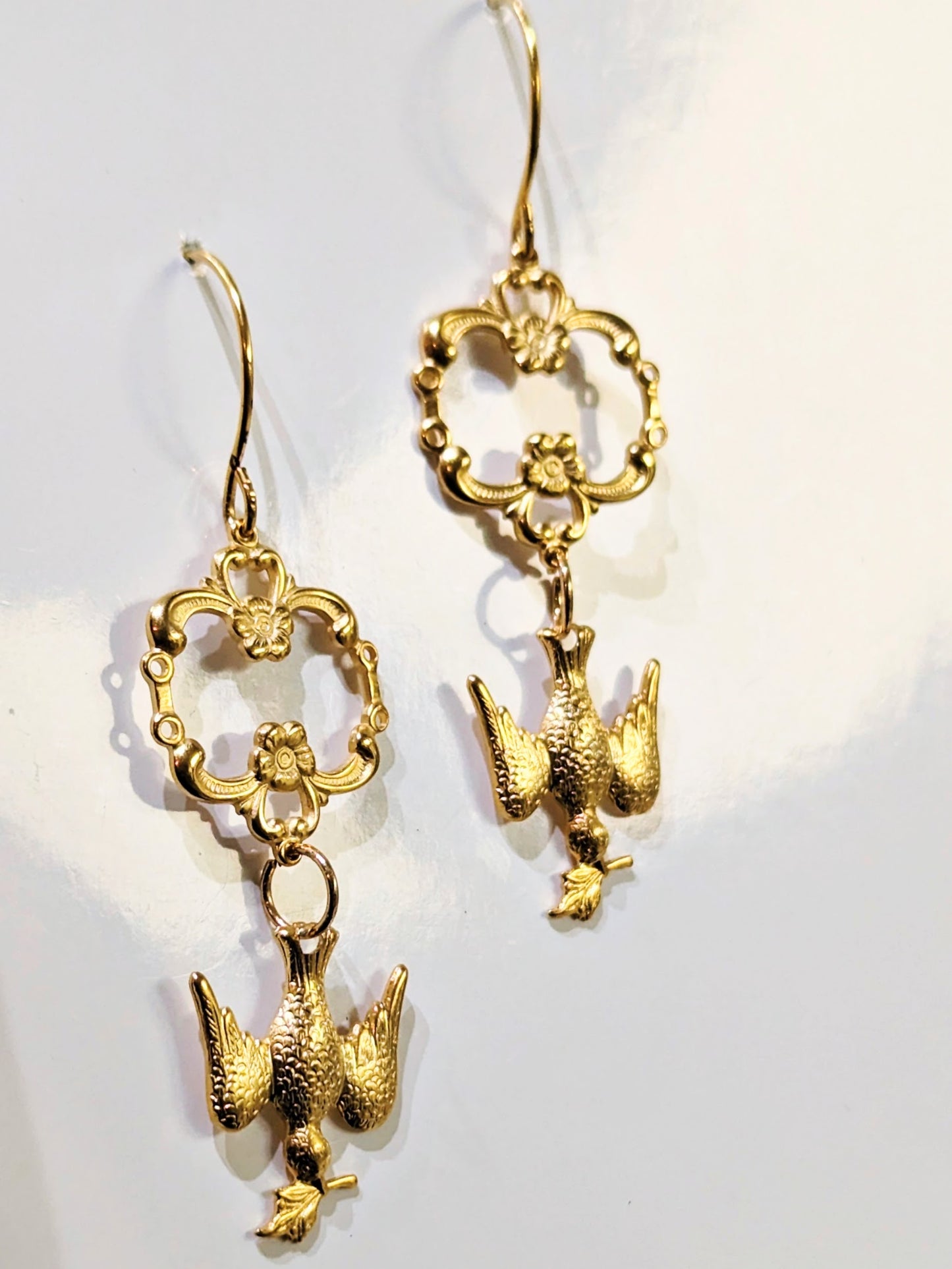 Stunning 24K Gold-Plated Dove Earrings - Designed by Award-Winning Artist Sugar Gay Isber